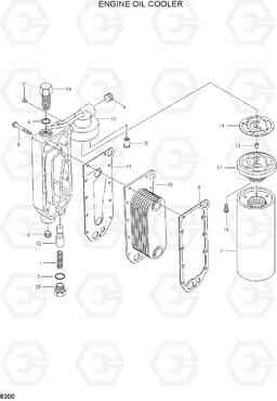 8300 ENGINE OIL COOLER HL760(#1302-), Hyundai