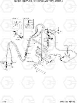 3170 QUICK COUPLER PIPING(VOLVO TYPE, #0965-) HL760-7, Hyundai