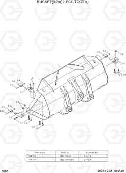 7080 BUCKET(3.2M3, 2-PCS TOOTH) HL760-7, Hyundai