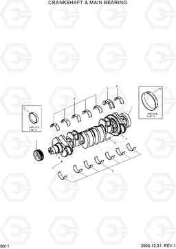 9011 CRANKSHAFT & MAIN BEARINGS HL760-7, Hyundai