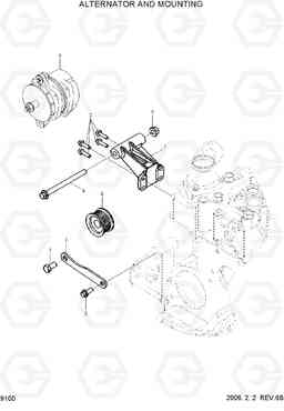 9100 ALTERNATOR AND MOUNTING HL760-7, Hyundai