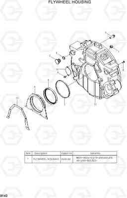 9140 FLYWHEEL HOUSING HL760-7, Hyundai