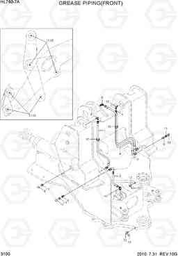 3100 GREASE PIPING(FRONT) HL760-7A, Hyundai