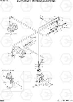 3150 EMERGENCY STEERING HYD PIPING HL760-7A, Hyundai