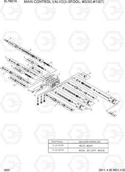 4031 MAIN CONTROL VALVE(3-SPOOL, #0292-#1367) HL760-7A, Hyundai