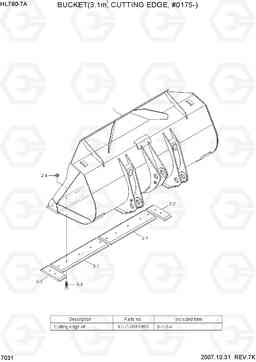 7031 BUCKET(3.1M3, CUTTING EDGE, #0175-) HL760-7A, Hyundai