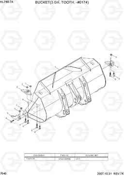 7040 BUCKET(3.0M3, TOOTH, -#0174) HL760-7A, Hyundai