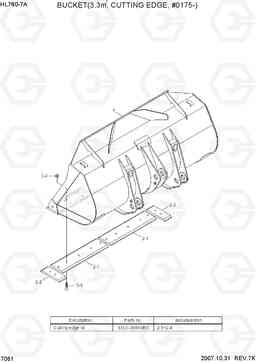 7061 BUCKET(3.3M3, CUTTING EDGE, #0175-) HL760-7A, Hyundai