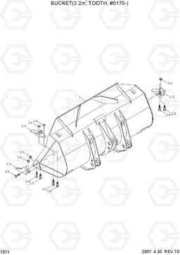 7071 BUCKET(3.2M3, TOOTH, #0175-) HL760-7A, Hyundai