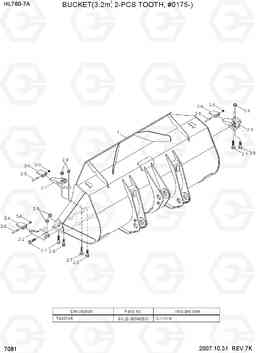 7081 BUCKET(3.2M3, 2-PCS TOOTH, #0175-) HL760-7A, Hyundai