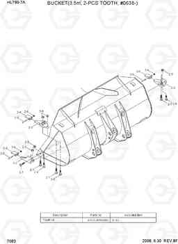 7083 BUCKET(3.5M3, 2-PCS TOOTH, #0640-) HL760-7A, Hyundai