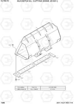 7086 BUCKET(4.5M3, CUTTING EDGE, #1207-) HL760-7A, Hyundai