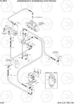3150 EMERGENCY STEERING HYD PIPING HL760-9, Hyundai