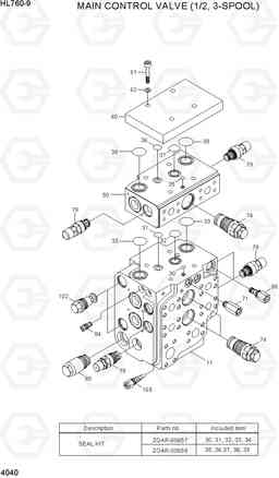 4040 MAIN CONTROL VALVE (1/2, 3-SPOOL) HL760-9, Hyundai