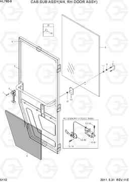 5110 CAB SUB ASSY(4/4, RH DOOR ASSY) HL760-9, Hyundai