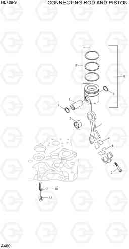 A400 CONNECTING ROD AND PISTON HL760-9, Hyundai