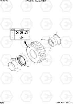 6010 WHEEL RIM & TIRE HL760-9A, Hyundai