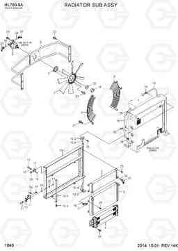 1040 RADIATOR SUB ASSY HL760-9A(W/HANDLER), Hyundai