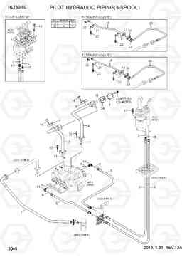 3045 PILOT HYDRAULIC PIPING(3-SPOOL) HL760-9S, Hyundai