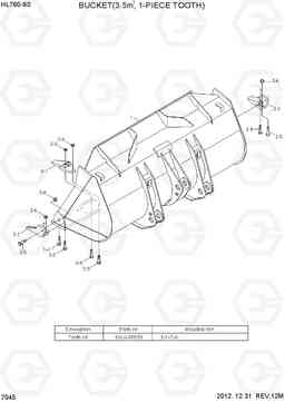 7045 BUCKET(3.5M3, 1-PIECE TOOTH) HL760-9S, Hyundai