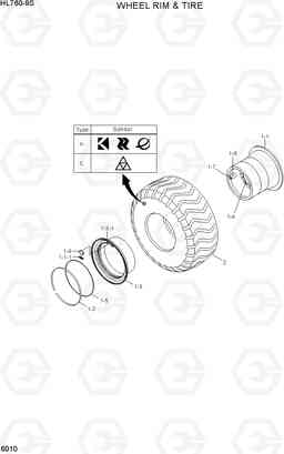 6010 WHEEL RIM & TIRE HL760-9S(BRAZIL), Hyundai