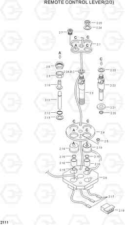 2111 REMOTE CONTROL LEVER(2/3) HL770(-#1000), Hyundai