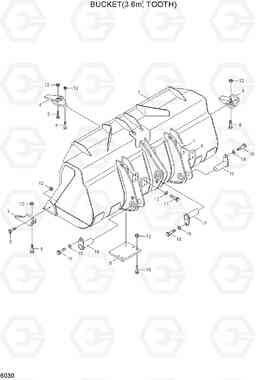 6030 BUCKET(3.6M3, TOOTH) HL770(#1001-#1170), Hyundai