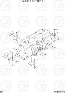 6035 BUCKET(3.6M3, 2-PIECE TOOTH) HL770(#1001-#1170), Hyundai