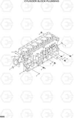 8090 CYLINDER BLOCK PLUMBING HL770(#1001-#1170), Hyundai