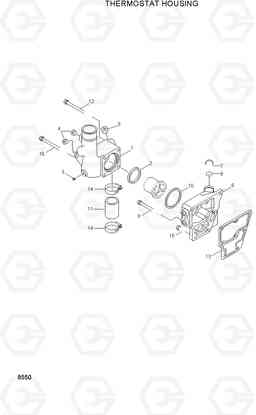 8550 THERMOSTAT HOUSING HL770(#1001-#1170), Hyundai