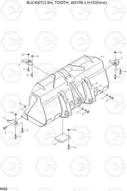 6033 BUCKET(3.9M3, TOOTH, W3150-H1535MM) HL770(#1171-), Hyundai