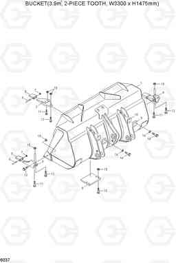 6037 BUCKET(3.9M3, 2-TOOTH, W3300-H1475) HL770(#1171-), Hyundai