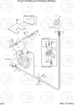 3140 PILOT HYDRAULIC PIPING(3-SPOOL) HL770-7, Hyundai