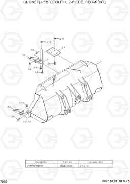 7060 BUCKET(3.5M3, TOOTH, 2-PIECE, SEGMENT) HL770-7, Hyundai