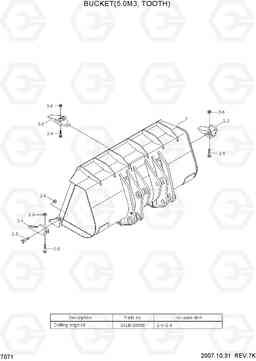 7071 BUCKET(5.0M3, TOOTH) HL770-7, Hyundai