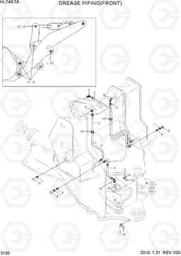 3100 GREASE PIPING(FRONT) HL770-7A, Hyundai