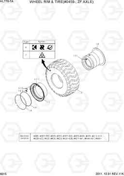 6015 WHEEL RIM & TIRE(#0459-, ZF AXLE) HL770-7A, Hyundai