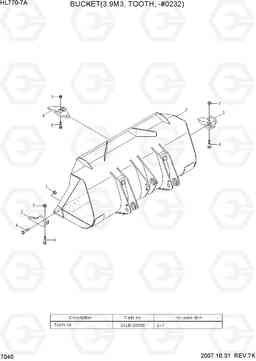 7040 BUCKET(3.9M3, TOOTH, -#0232) HL770-7A, Hyundai