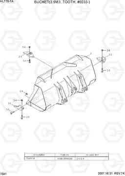 7041 BUCKET(3.9M3, TOOTH, #0233-) HL770-7A, Hyundai