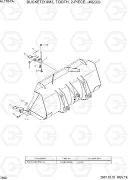 7050 BUCKET(3.9M3, TOOTH, 2-PIECE, -#0232) HL770-7A, Hyundai