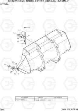 7052 BUCKET(3.9M3, TOOTH, 2-PIECE, HOOK ON) HL770-7A, Hyundai