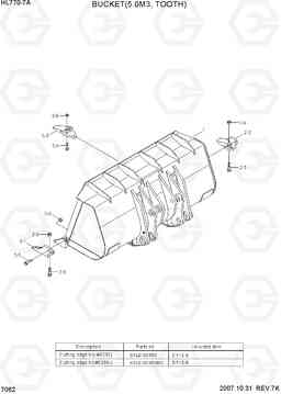 7062 BUCKET(5.0M3, TOOTH) HL770-7A, Hyundai