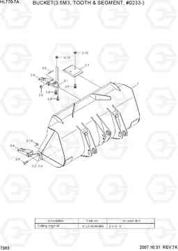 7063 BUCKET(3.5M3, TOOTH & SEGMENT, #0233-) HL770-7A, Hyundai