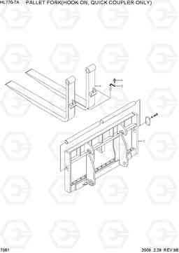 7081 PALLET FORK(HOOK ON, QUICK COUPLER ONLY) HL770-7A, Hyundai