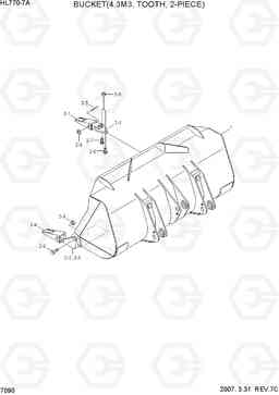 7090 BUCKET(4.3M3,  TOOTH, 2-PIECE) HL770-7A, Hyundai