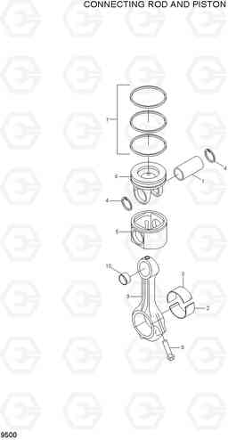 9500 CONNECTING ROD AND PISTON HL770-7A, Hyundai