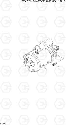 9590 STARTING MOTOR AND MOUNTING HL770-7A, Hyundai