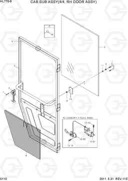 5110 CAB SUB ASSY(4/4, RH DOOR ASSY) HL770-9, Hyundai