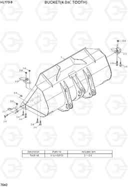 7040 BUCKET(4.0M3, TOOTH) HL770-9, Hyundai