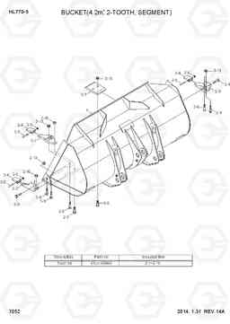 7052 BUCKET(4.2M3, TOOTH, 2-PIECE) HL770-9, Hyundai